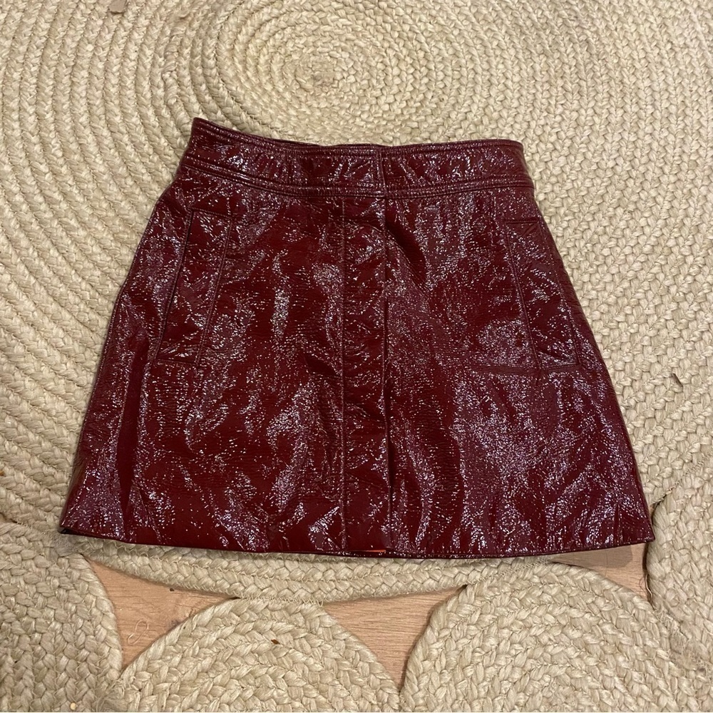 Billieblush red faux leather skirt button burgundy girls 8